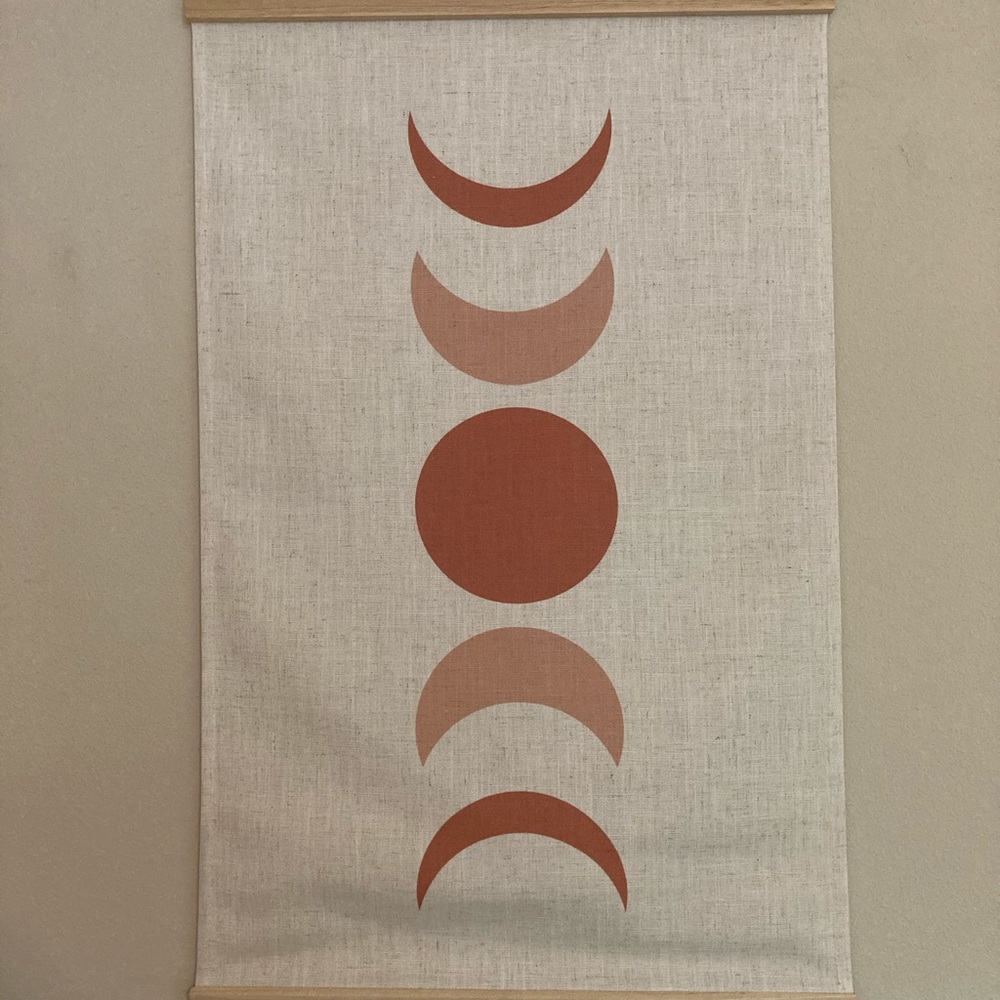 Boho Tapestry Coral Pink Lunar Moon Phase31 Lx20"W - Picture 5 of 5